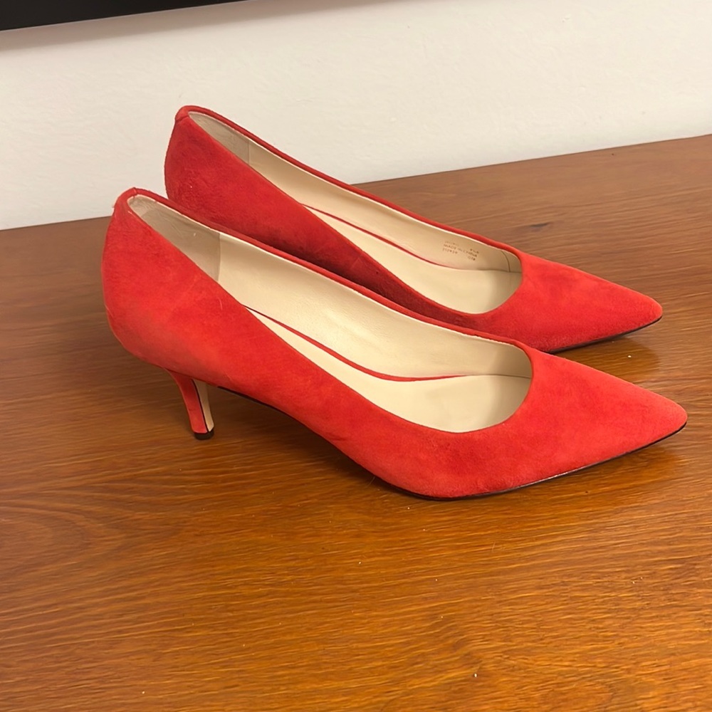 Cole Haan Suede Kitten Heel Pointed Toe Pump - 8.5